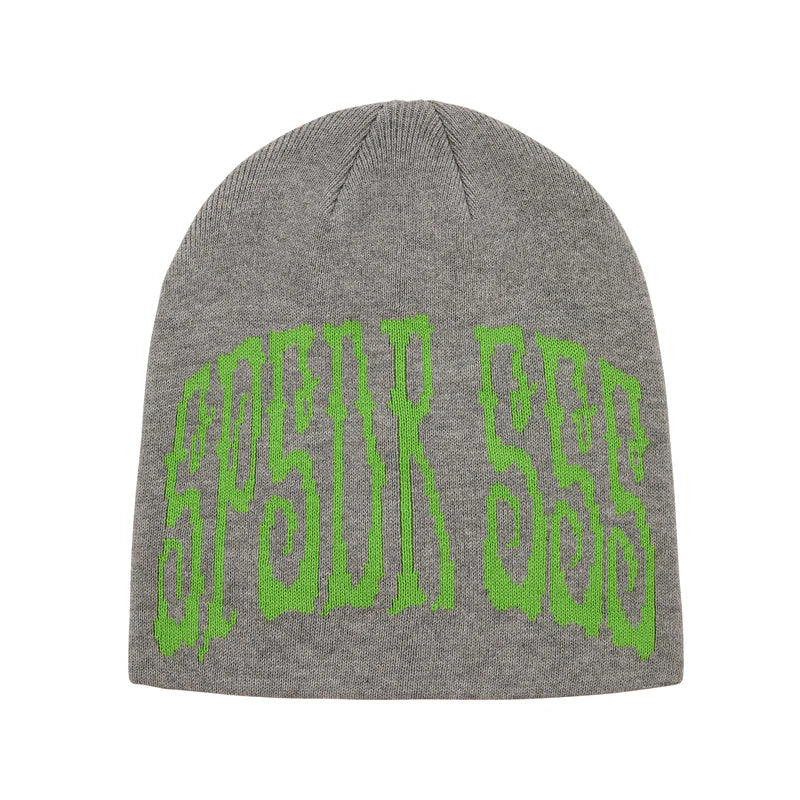 Sp5der Grey 555 Skully Beanie