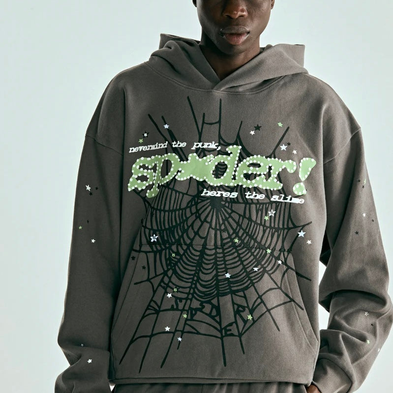 Sp5der Slate Grey Punk V2 Hoodie