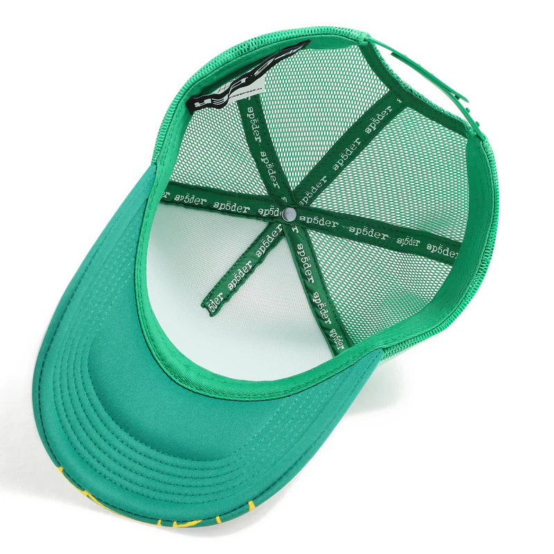 Sp5der Slime Green Yellow OG Web V2 Trucker Hat Bottom