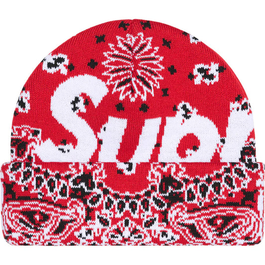 Supreme Red Bandana Big Logo Beanie Front