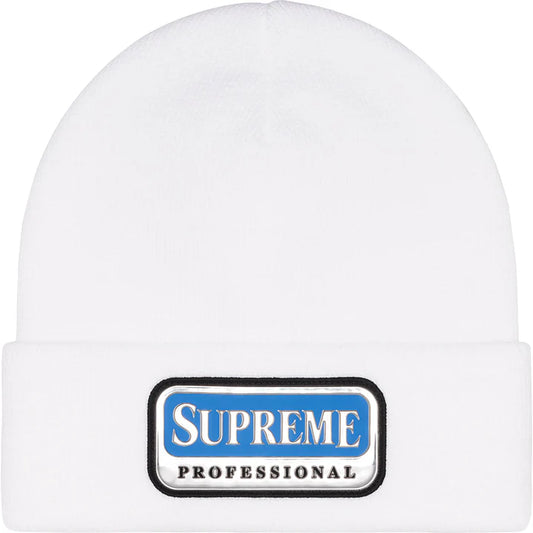 Supreme White Professional Beanie Front