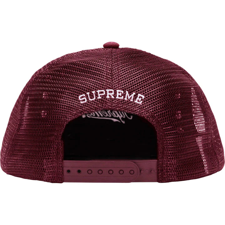 Supreme Burgundy Simon Studded Trucker Hat Back