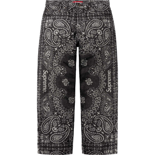 Supreme Black Bandana Jacquard Baggy Jean