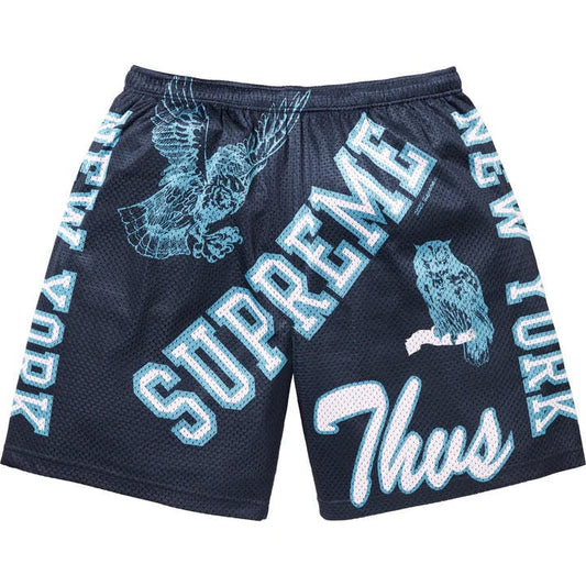 Supreme Navy Varsity Mesh Shorts