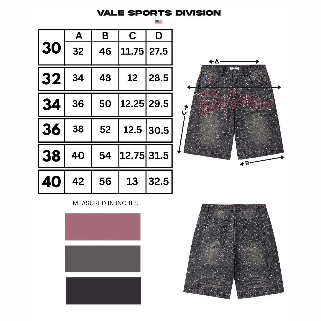 Vale Black Iced Out Jorts sizing