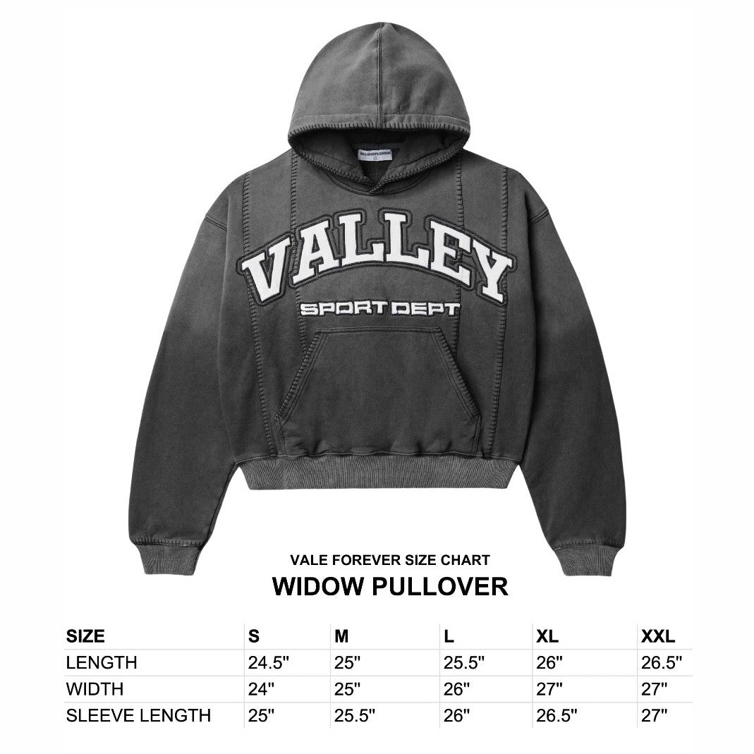 Vale Black Widow Hoodie Size Chart