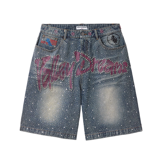 Vale Blue Iced Out Jorts front