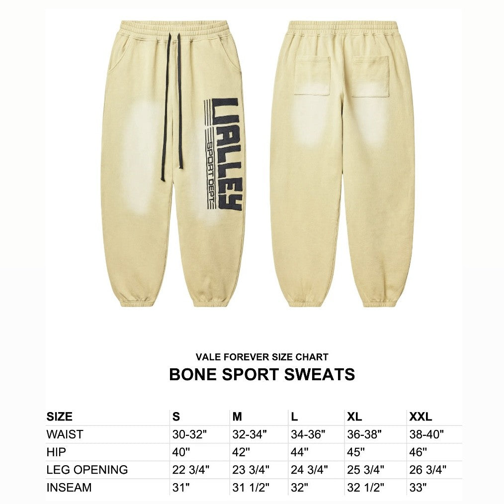 Vale Bone Sport Sweatpants Size Chart