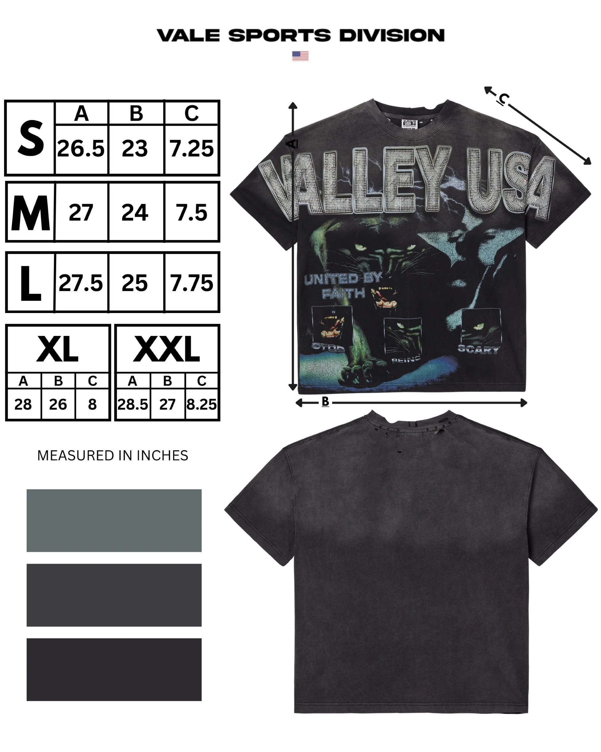 Vale Faith Bling T-Shirt sizing