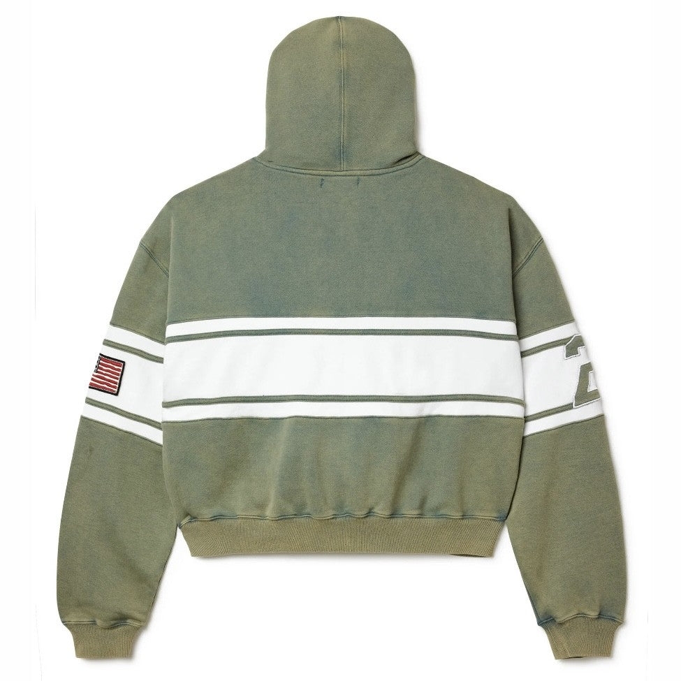 Vale Forest Green Cursive Zip Hoodie Back