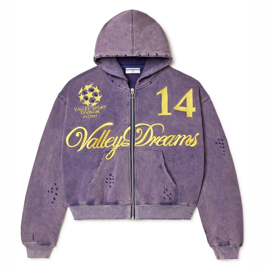 Vale Purple Gold 14 Zip Hoodie Front