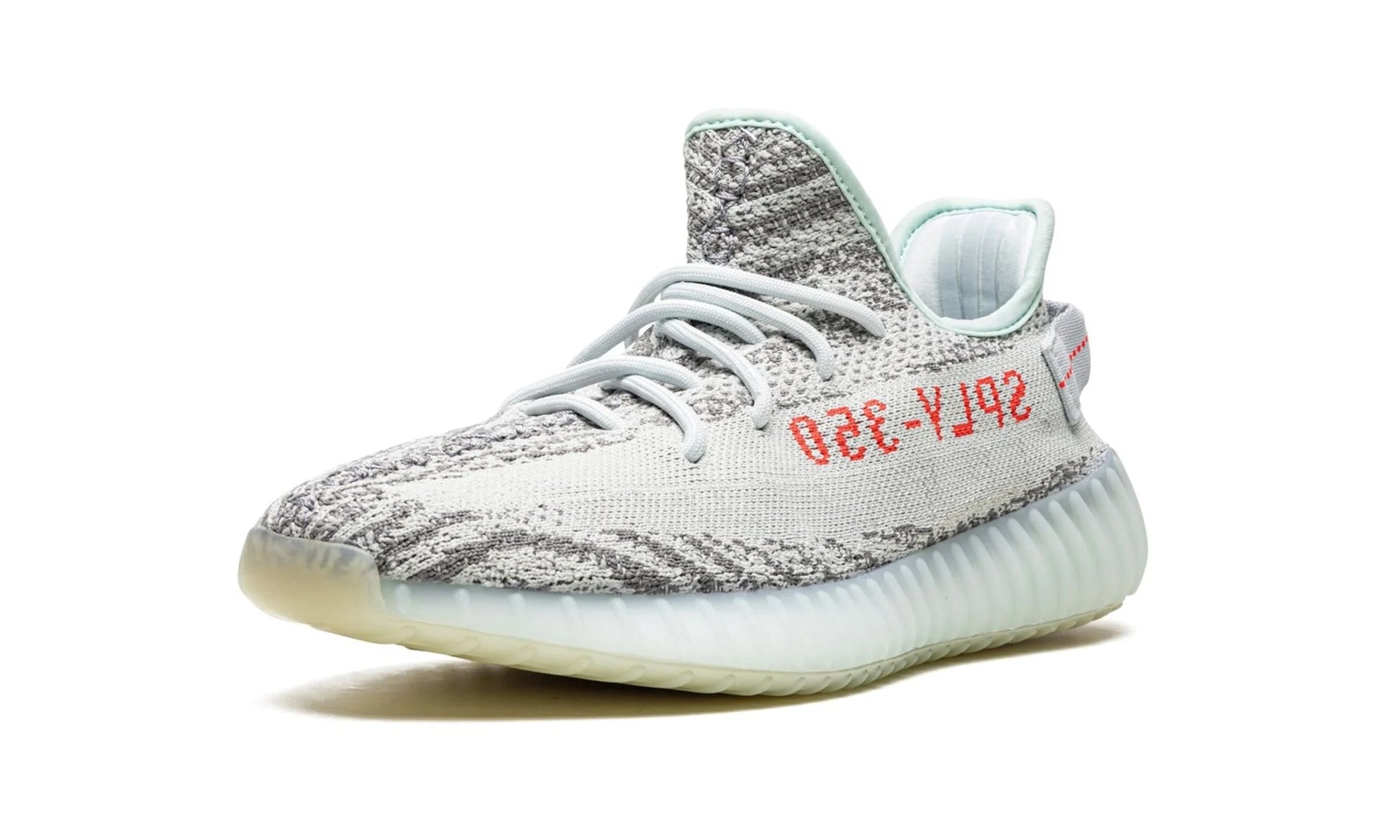 Adidas Yeezy 350 V2 Blue Tint Single Shoe Front View