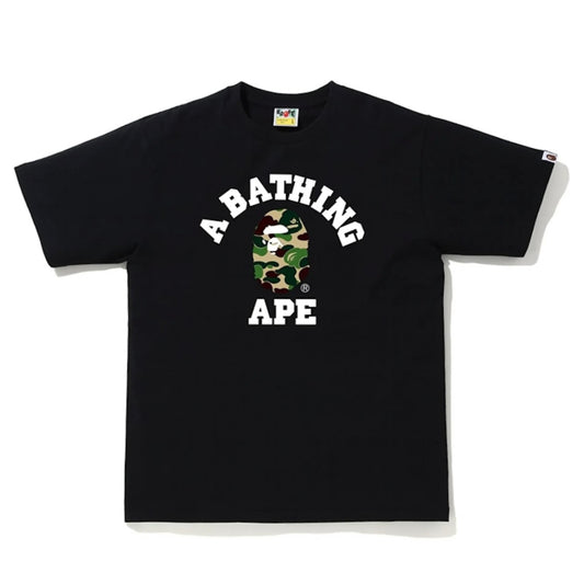 Bape ABC Green Camo Black College T-Shirt Front View