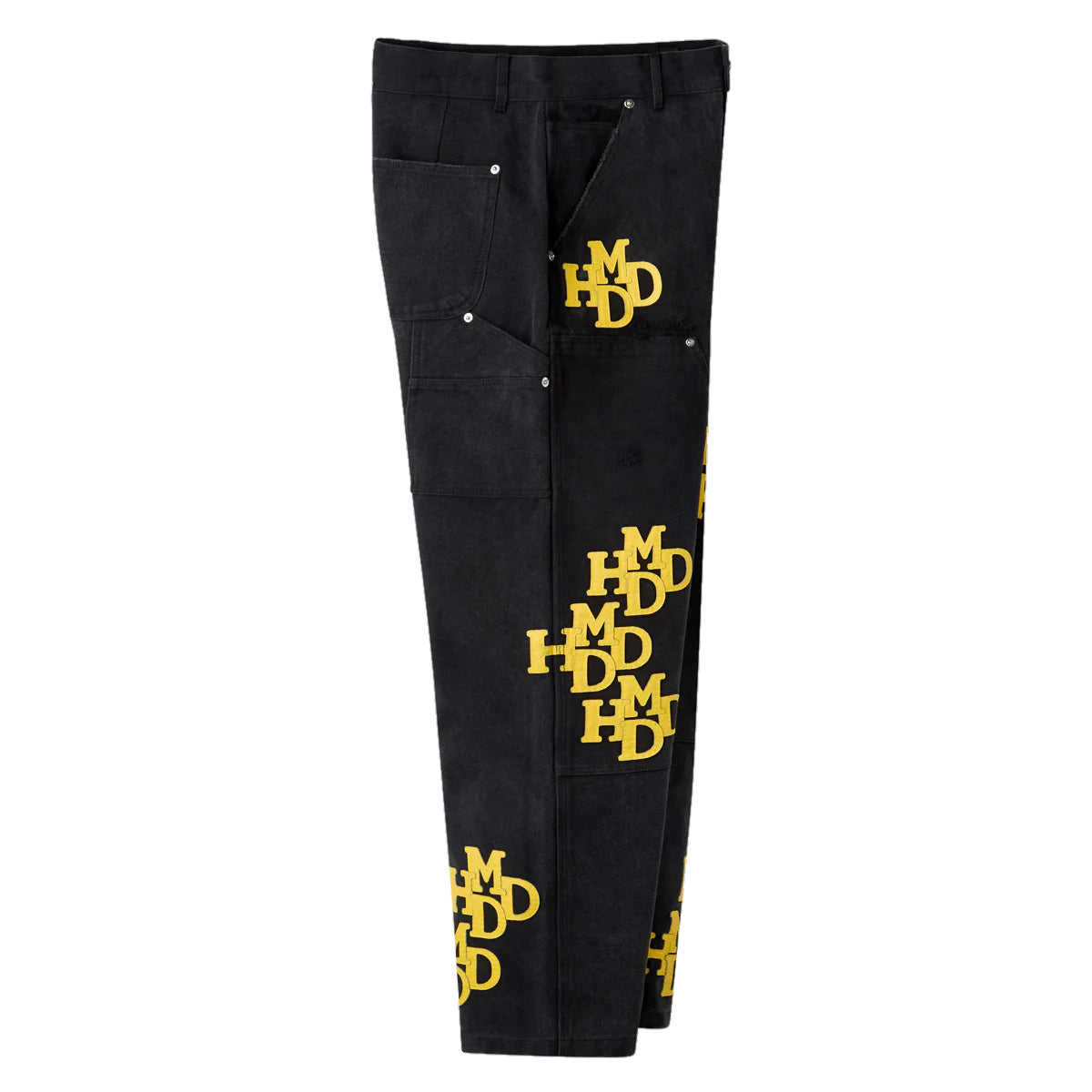 HMDD Black Yellow Patch Double Knee Pants