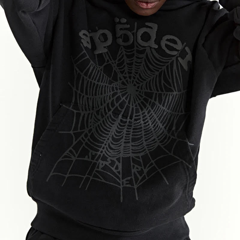 Sp5der Black Phantom Web Hoodie