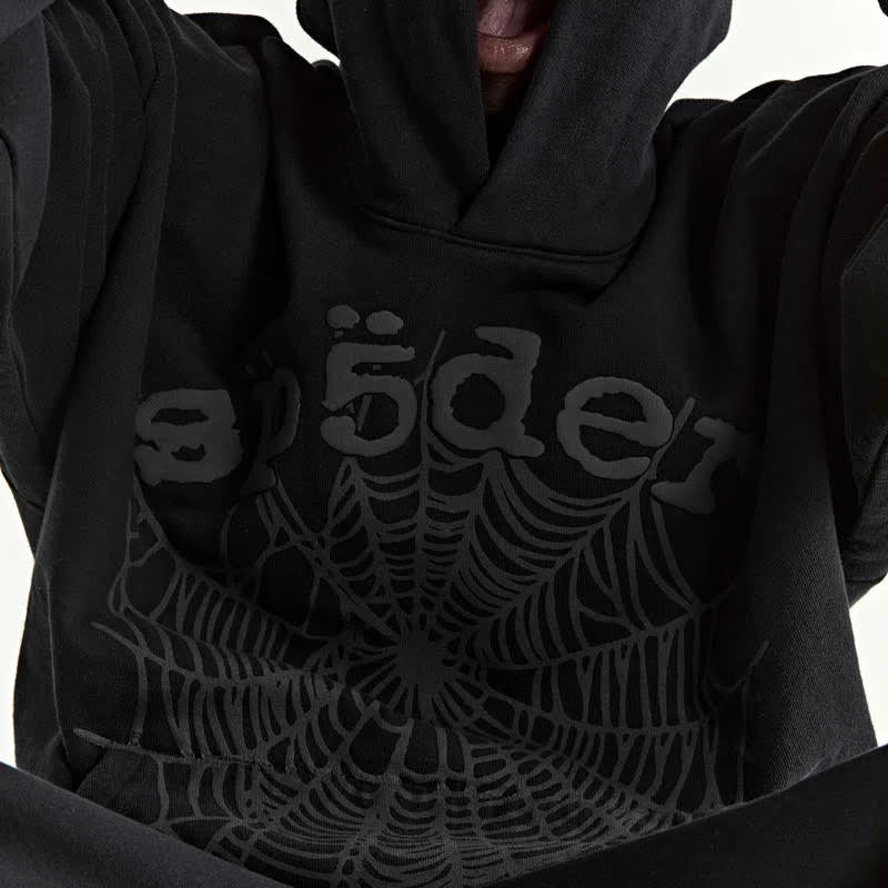 Sp5der Black Phantom Web Hoodie