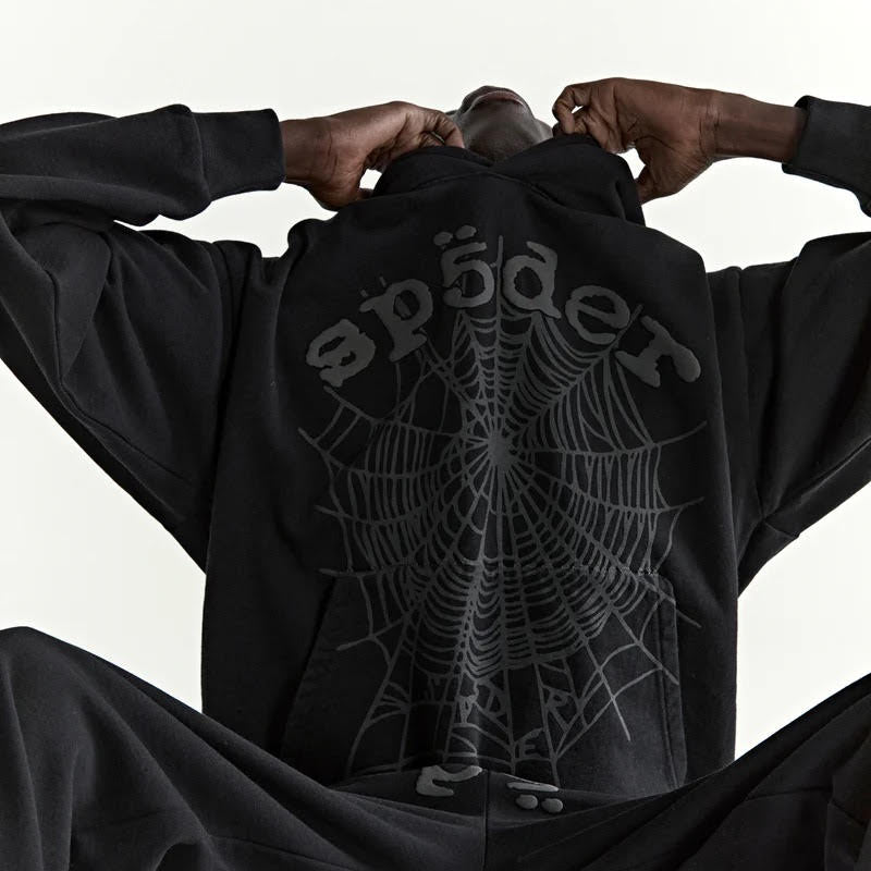 Sp5der Black Phantom Web Hoodie